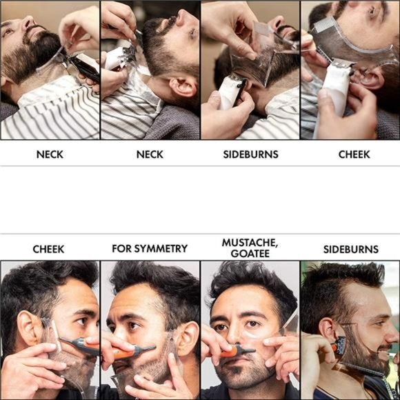 2PCS Men's‎ Beard Shaping Tool Template, Beard Guide Shaper with Inbuilt Comb - Picture 5 of 7